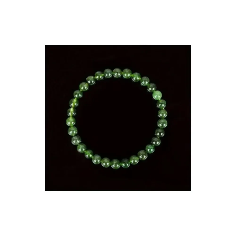 Stretch Bracelet Natural Green Zoisite 6mm Beads Symbolizing Vitality Prosperity